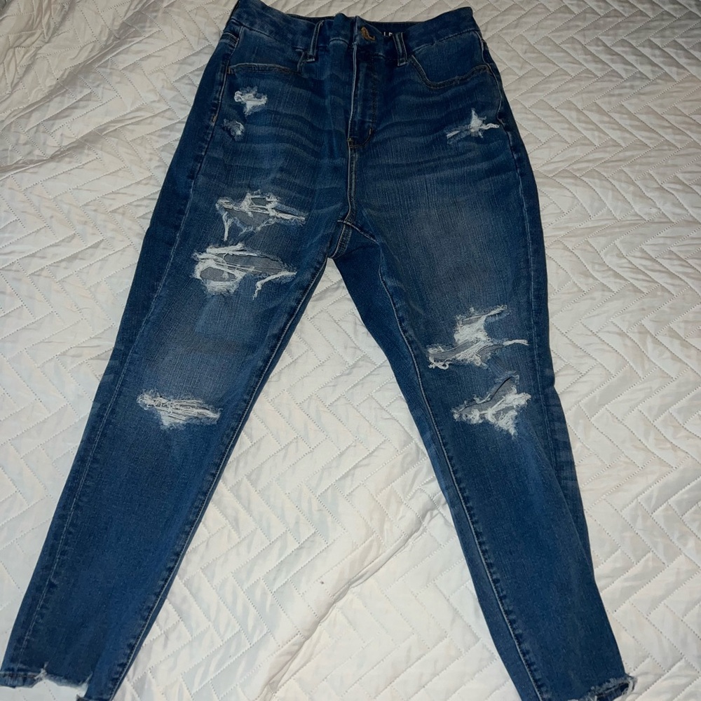 American Eagle Outfitters Blue Distressed Skinny Jeans